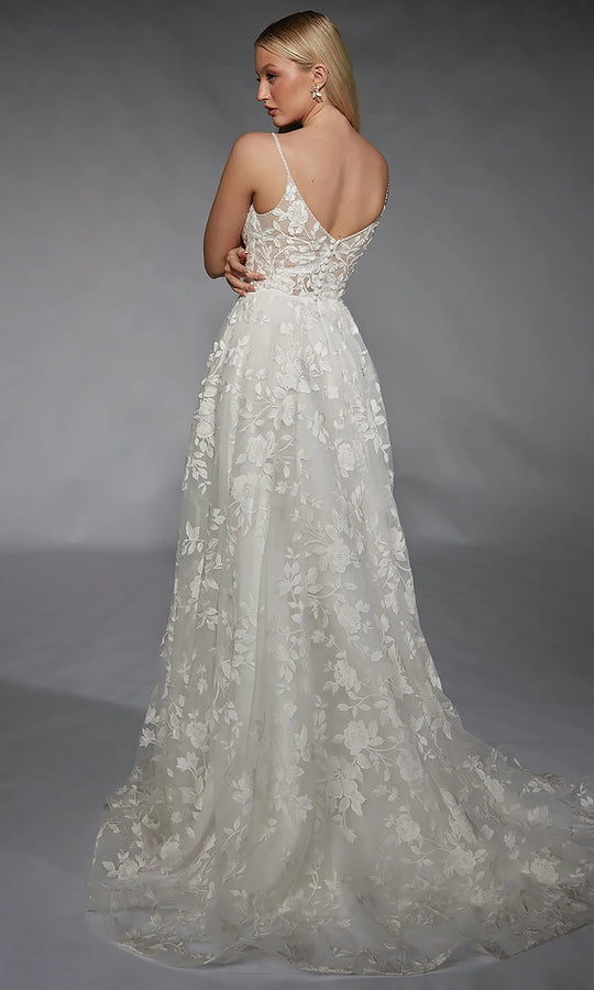Alyce Paris 7122 - Floral Plunging V-Neck Bridal Ballgown