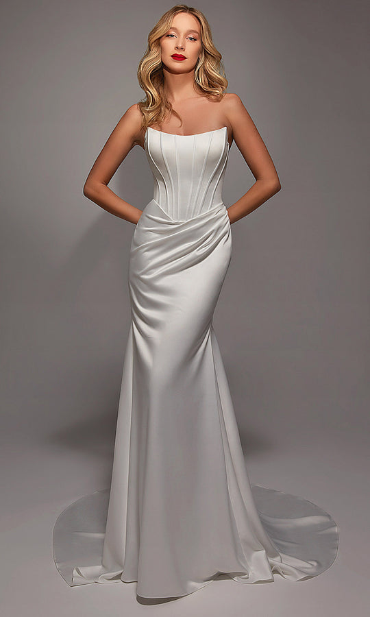 Alyce Paris 7139 - Scoop Neckline Corset Bodice Satin Gown