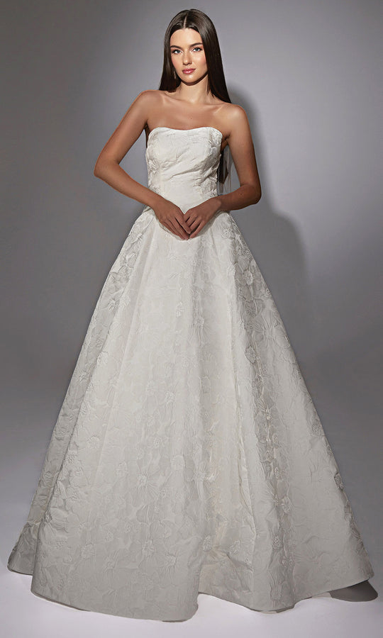 Alyce Paris 7155 - Semi-Sweetheart Floral Jacquard Bridal Gown