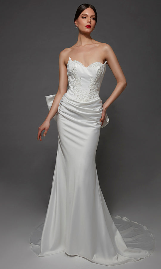 Alyce Paris 7177 - Oversized Bow Train Strapless Fitted Gown