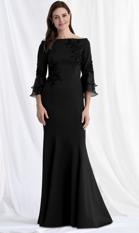 MGNY By Mori Lee 73157 - Floral Embroidered Three-Quarter Sleeve Gown