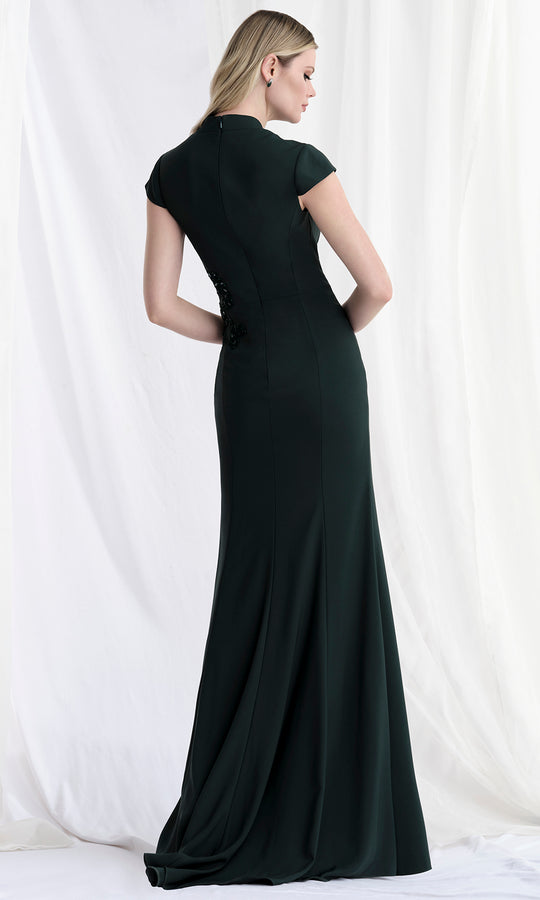 MGNY By Mori Lee 73163 - Lace Applique V-Neck Crepe Gown