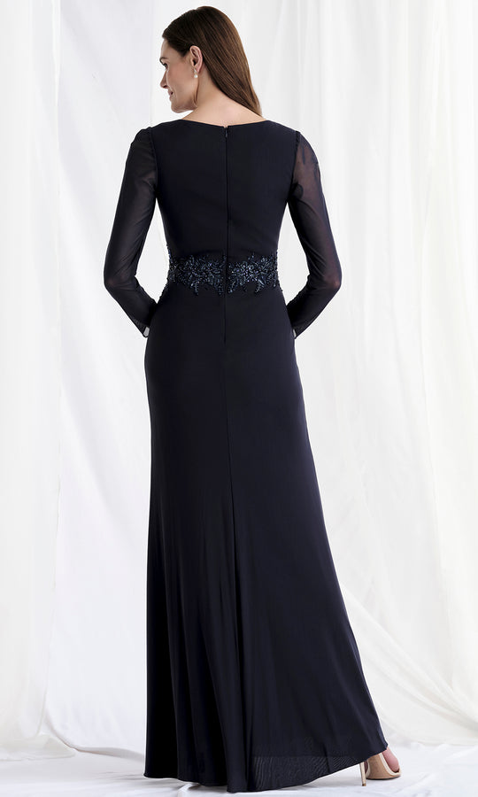 MGNY By Mori Lee 73175 - Surplice V-Neck Gown with Mesh Sleeves