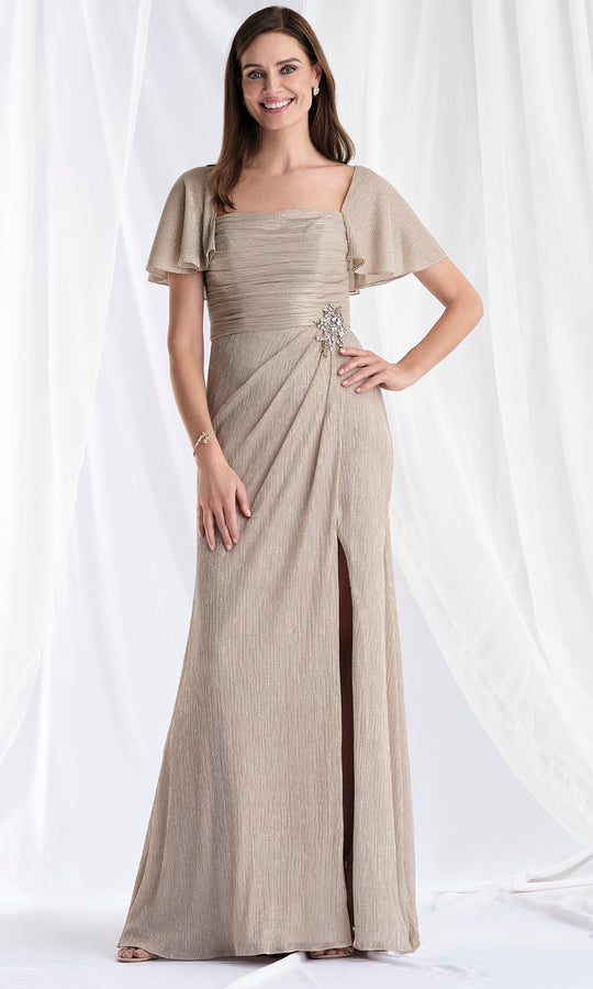 MGNY By Mori Lee 73178 - Flutter Sleeve Metallic A-Line Gown