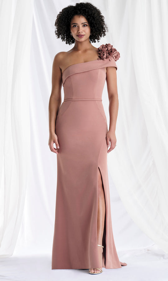 MGNY By Mori Lee 73180 - One Shoulder 3D Floral Sheath Gown