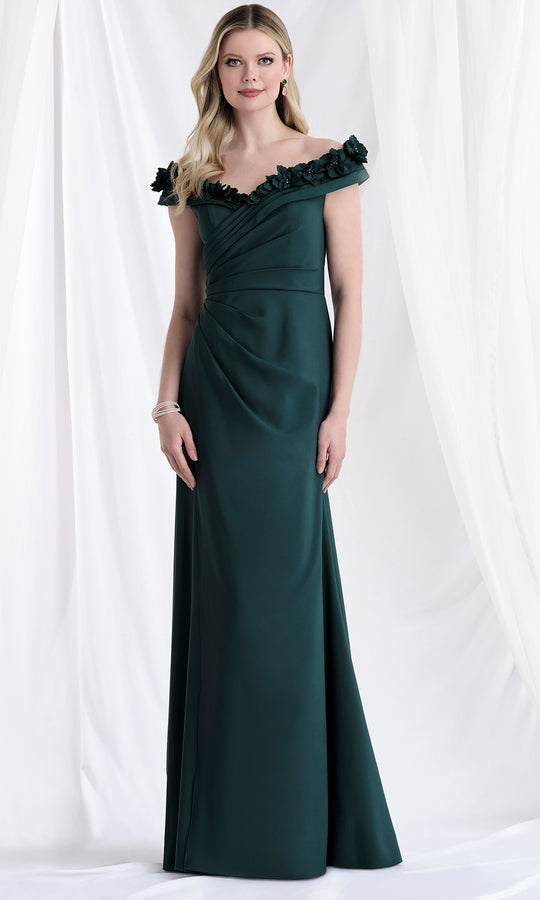 MGNY By Mori Lee 73183 - Off Shoulder Floral Appliqued Gown