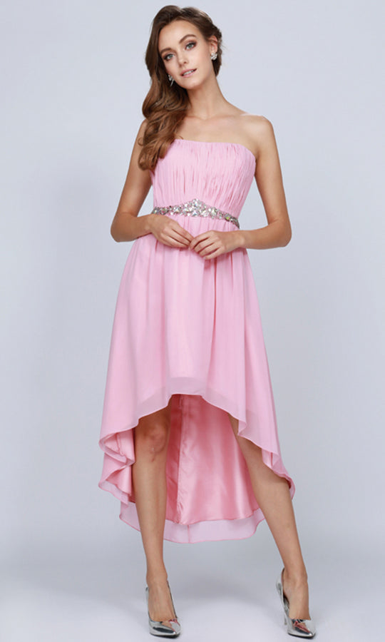 Juliet Dresses 747 - Straight Neckline High Low A-line Dress