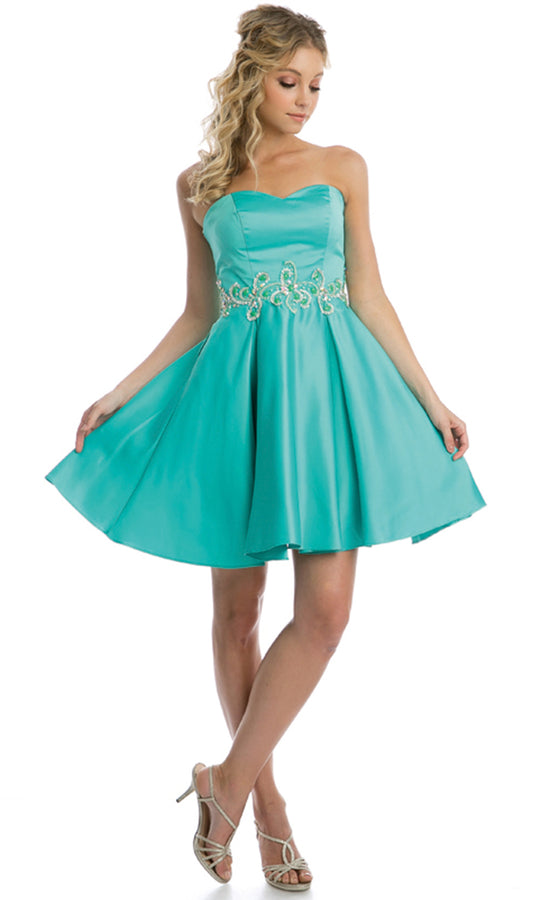 Juliet Dresses 769 - Embellished Waist Mini A-line Dress