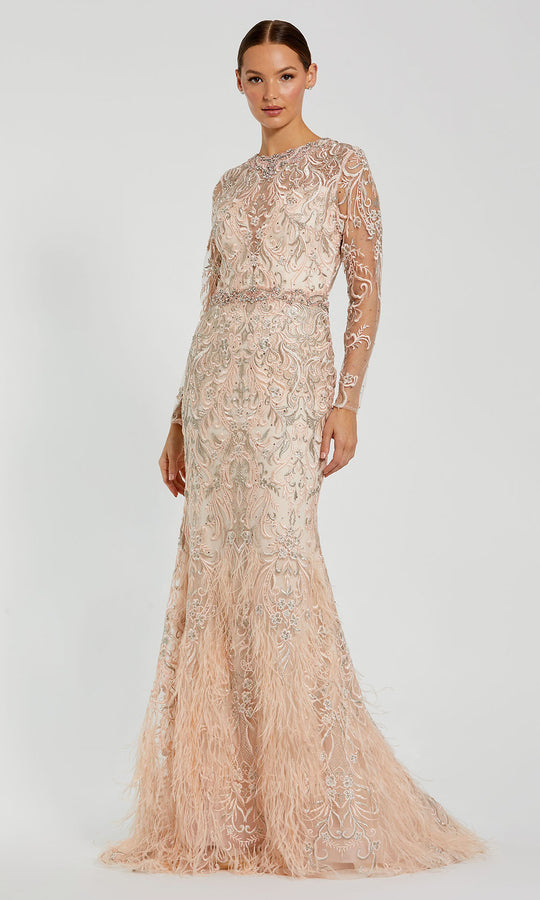 Mac Duggal 79267 - Embroidered Mermaid Gown with Feathered Hem