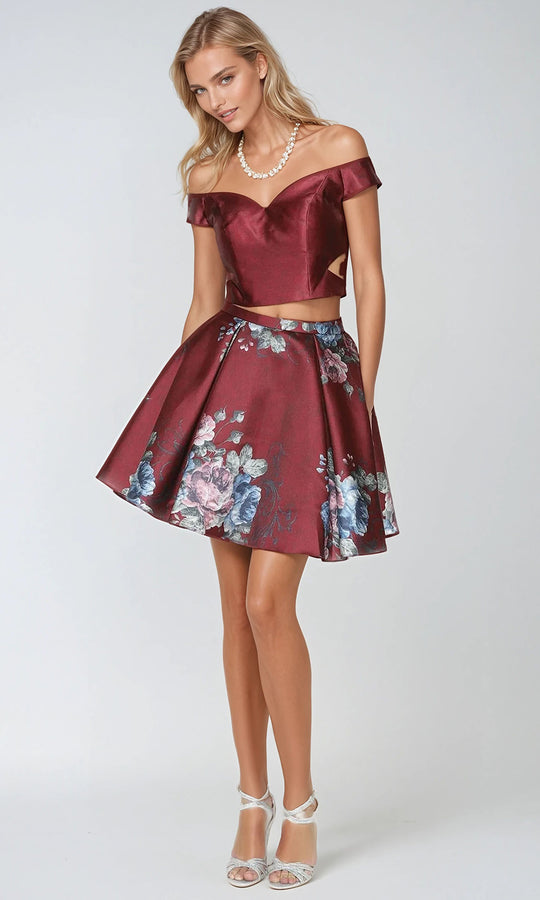 Juliet Dresses 798 - Off Shoulder Floral Two Piece Dress
