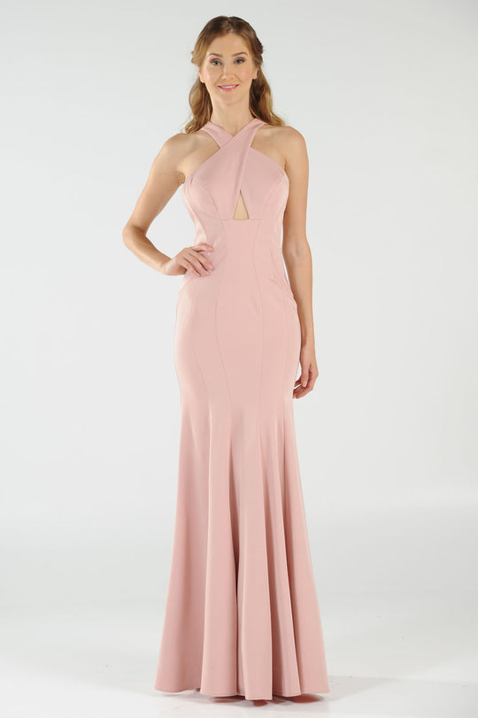 Poly USA 8058 - Crisscross Neck Mermaid Dress with Cutout