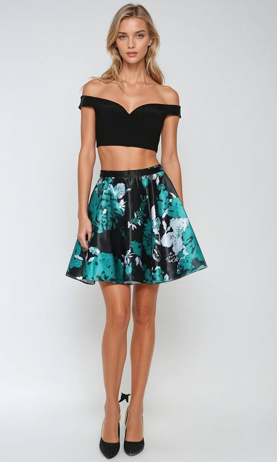 Juliet Dresses 805 - Floral Skirt Sweetheart Cocktail Dress