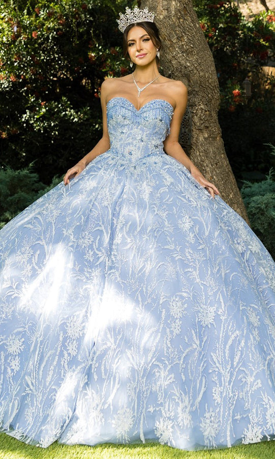 Cinderella Couture 8071J - Strapless Tulle Ballgown with Beaded Fringe