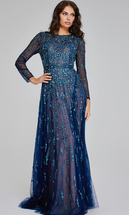 Jovani 80807 - Beaded Long Sleeve A-Line Gown