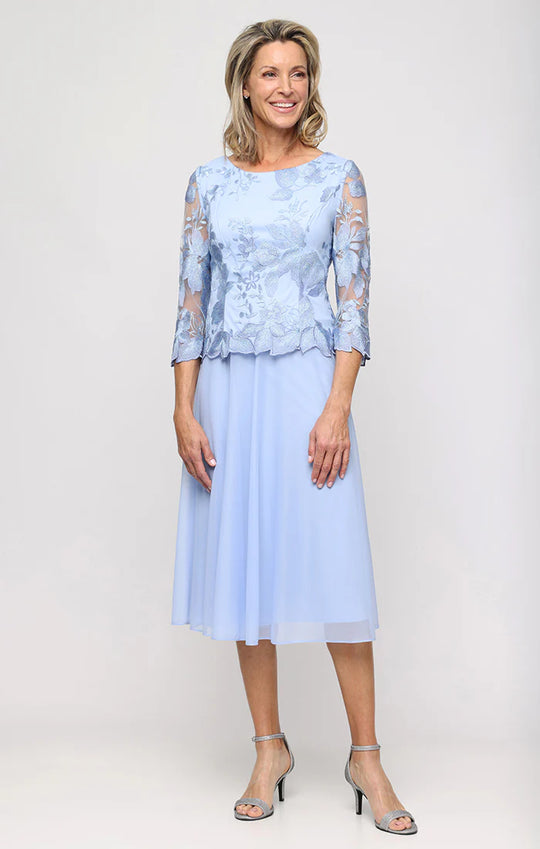 Alex Evenings - 81122420 Embroidered Quarter Sleeves A-Line Dress