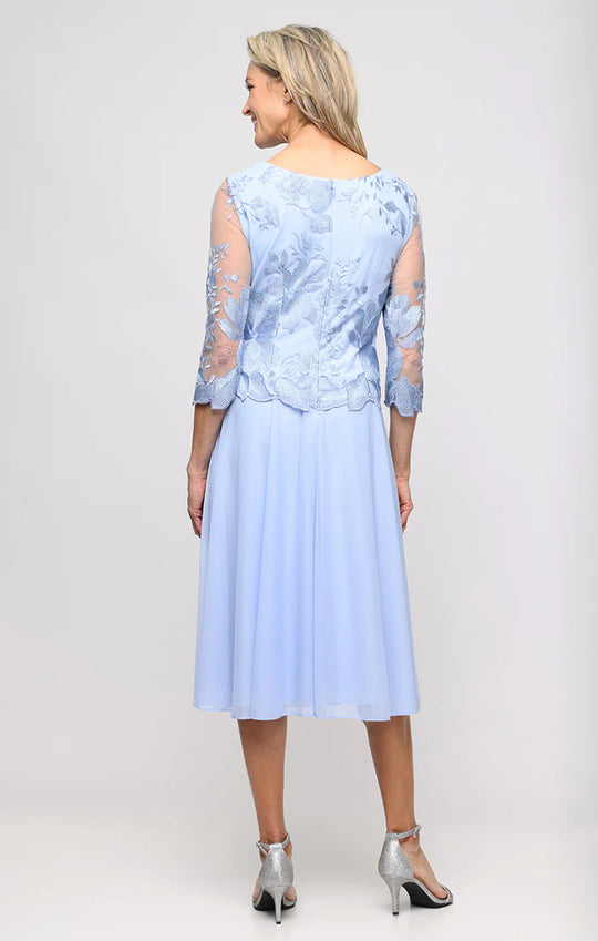 Alex Evenings - 81122420 Embroidered Quarter Sleeves A-Line Dress