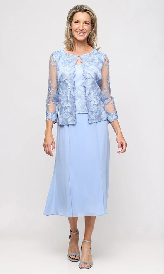 Alex Evenings 81122421 - Embroidered Jacket Tea-Length Formal Dress