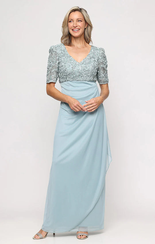 Alex Evenings 81122633 - Soutache Lace Puff Sleeve Gown