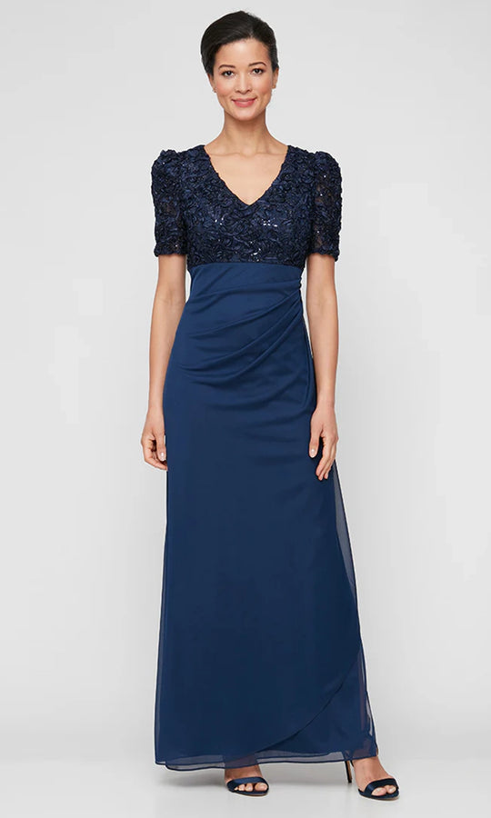 Alex Evenings 81122633 - Soutache Lace Puff Sleeve Gown