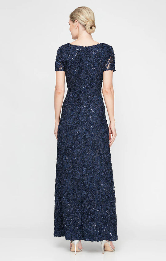 Alex Evenings 81122670 - Short Sleeve Floral Motif Long Dress