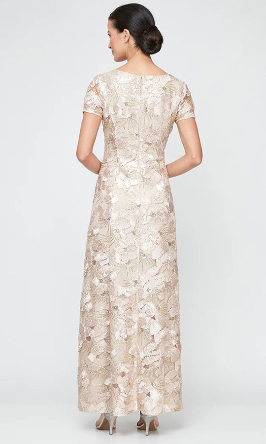 Alex Evenings 82122674 - Soutache Lace Scoop Neck Long Gown