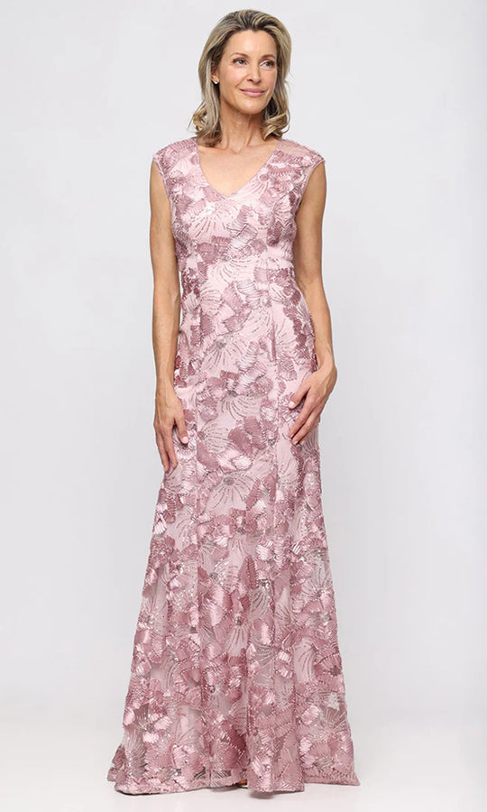 Alex Evenings 82122796 - Soutache V-Neckline Sheath Long Gown