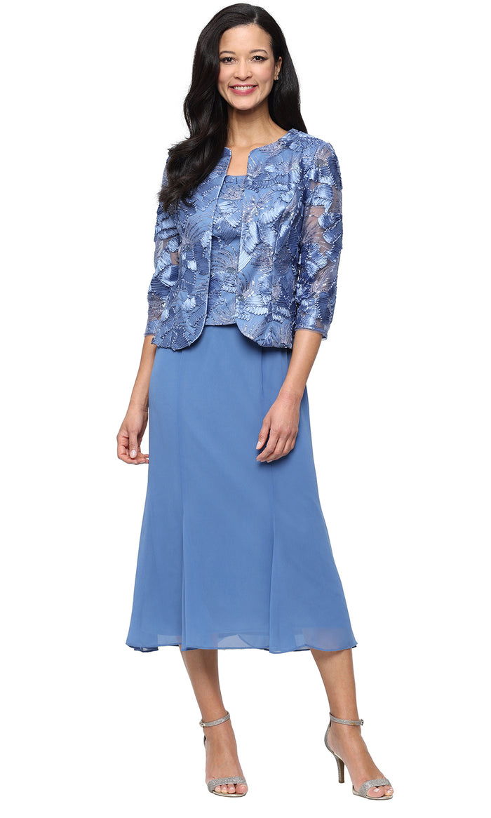 Tea Length Soutache Jacket Dress BRUSHED PERIWINKLE / 4