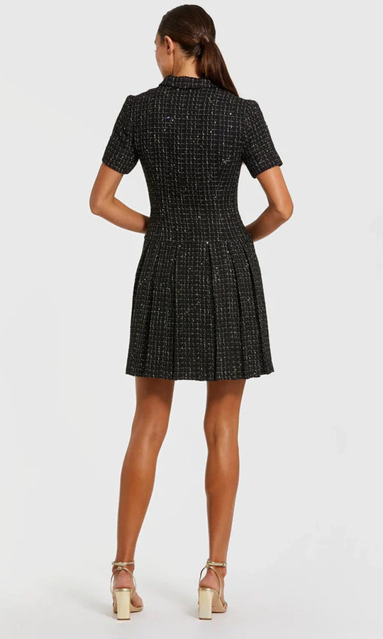 Mac Duggal 81200 - Short Sleeve Tweed A-Line Mini Dress