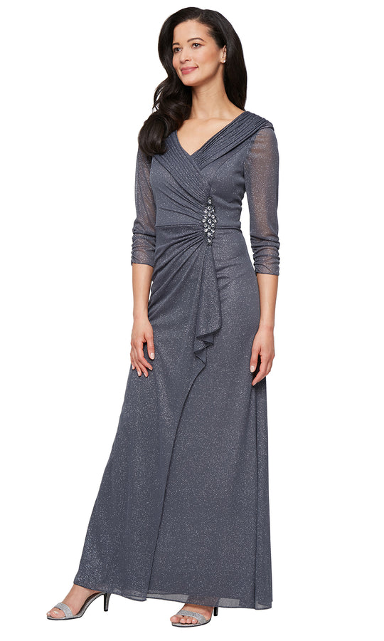 Alex Evenings 8133121 - Glitter Mesh Three-Quarter Sleeve Gown
