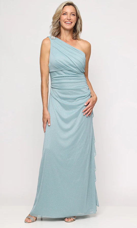 Alex Evenings 8133132 - One Shoulder Column Gown with Side Ruffle