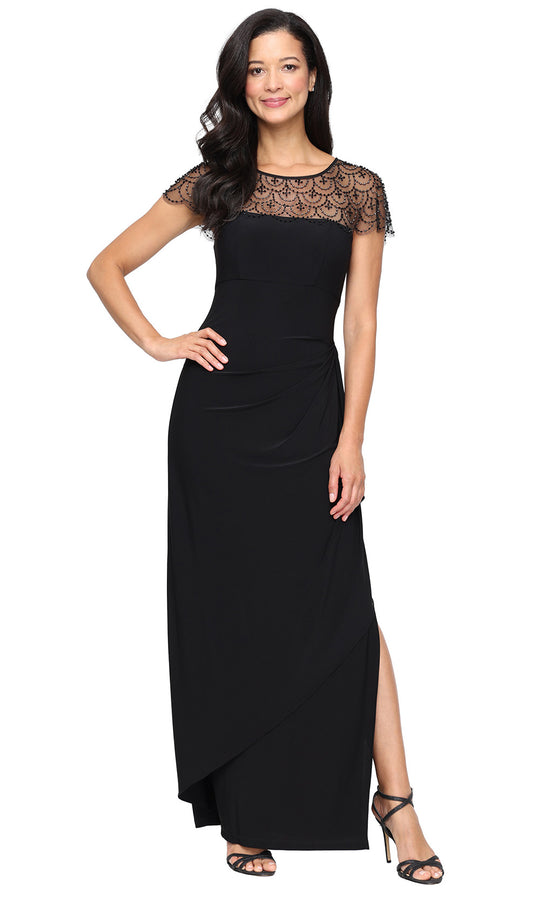 Alex Evenings 82351702 - Beaded Illusion Bodice Column Gown