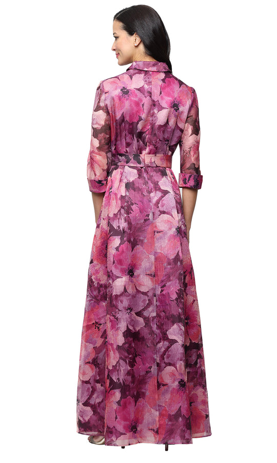 Alex Evenings 8140321 - Floral Collared A-Line Gown