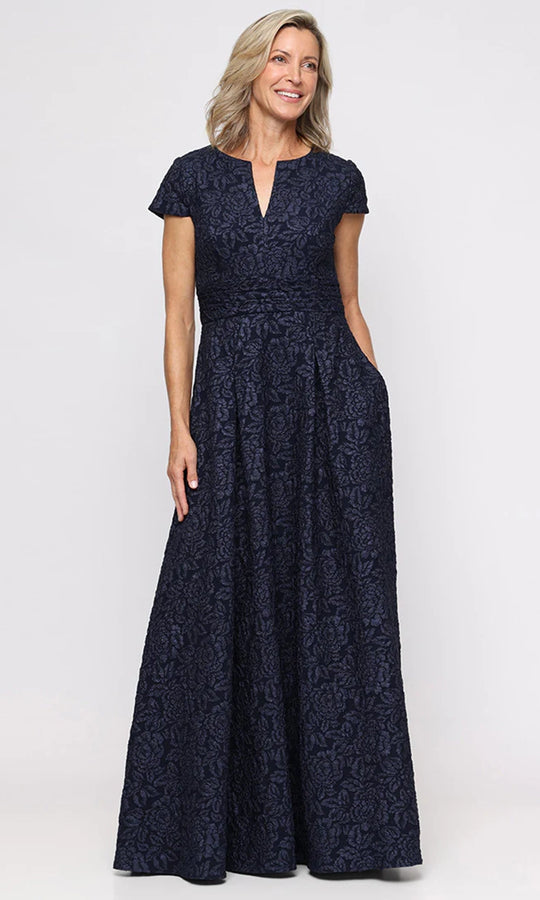 Alex Evenings 8257047 - Notched Neckline Embossed Formal A-Line Gown
