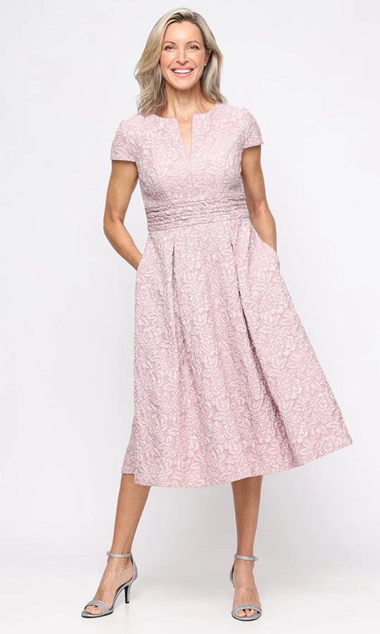 Alex Evenings 8157050 - Cap Sleeve Floral Texture Pleated Dress