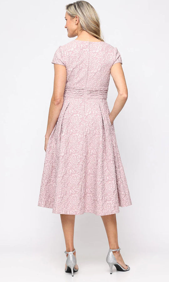Alex Evenings 8157050 - Cap Sleeve Floral Texture Pleated Dress