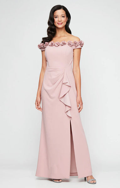 Alex Evenings 8160404 - 3D Floral Off Shoulder Neck Gown  Couture Candy