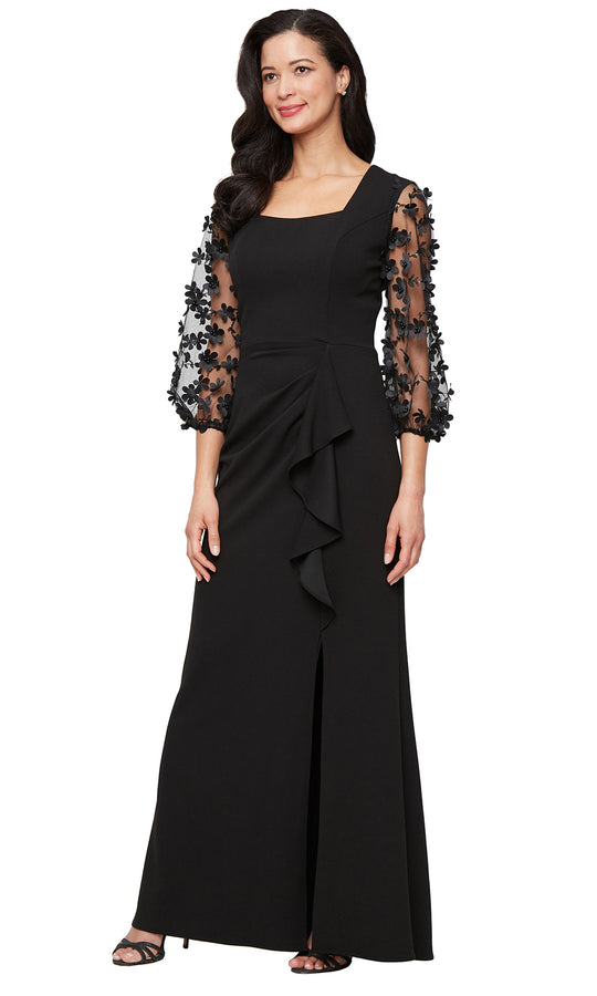 Alex Evenings 8160536 - 3D Floral Illusion Sleeve Sheath Gown