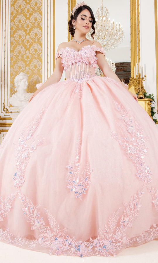 Cinderella Couture 8160J - Off Shoulder 3D Floral Ball Gown