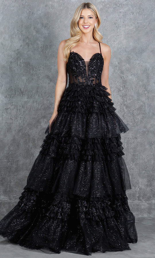 Cinderella Couture 8163J - Tiered Ruffle Embroidered Ballgown