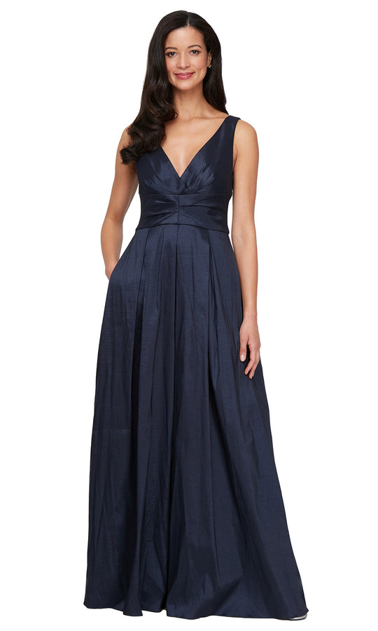 Alex Evenings 8166704 - Pleated V-Neck A-Line Gown