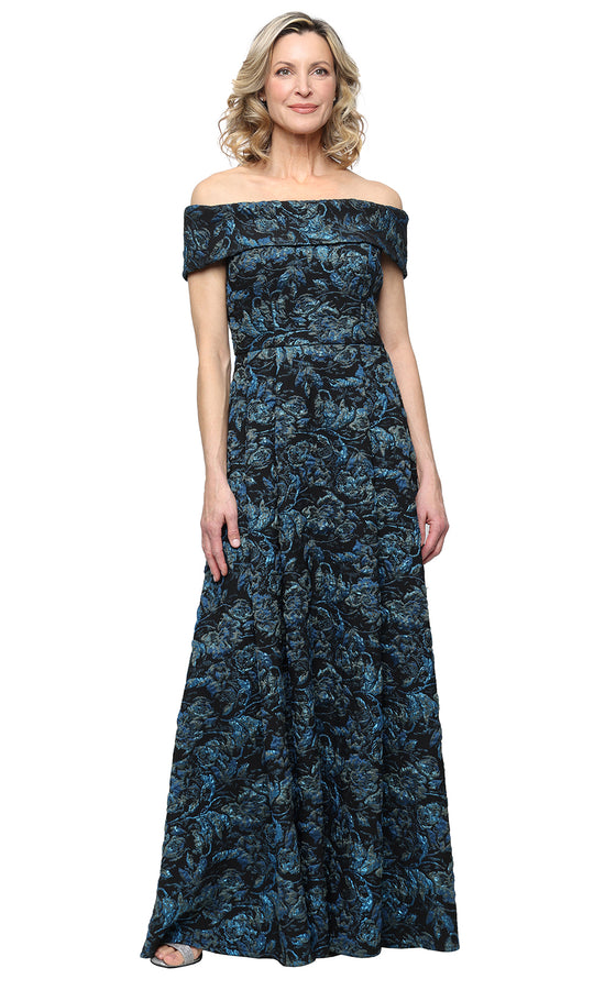 Alex Evenings 8181179 - Floral Pleated Off-Shoulder Gown