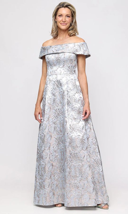 Alex Evenings 8181258 - Foldover Straight Neck Textured Formal Gown