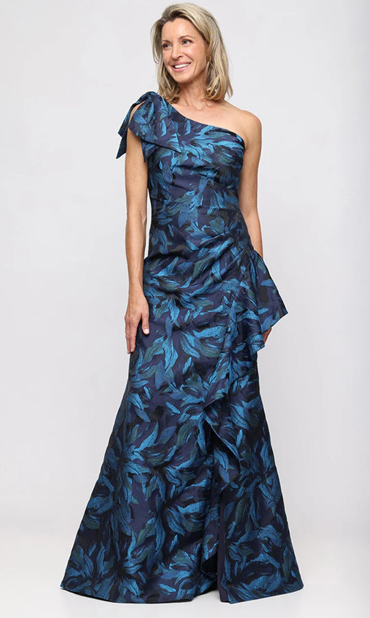 Alex Evenings 8181308 - Leaf Textured Asymmetric Formal Gown