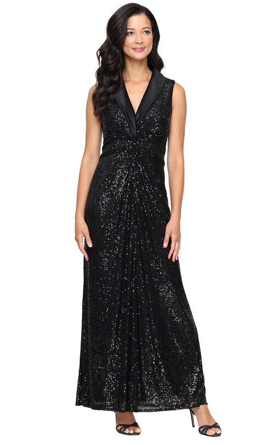 Alex Evenings 81961011 - Sequin Column Gown with Satin Collar