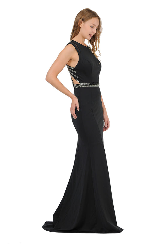 Poly USA 8230 - Beaded Strappy Back Jersey Long Gown