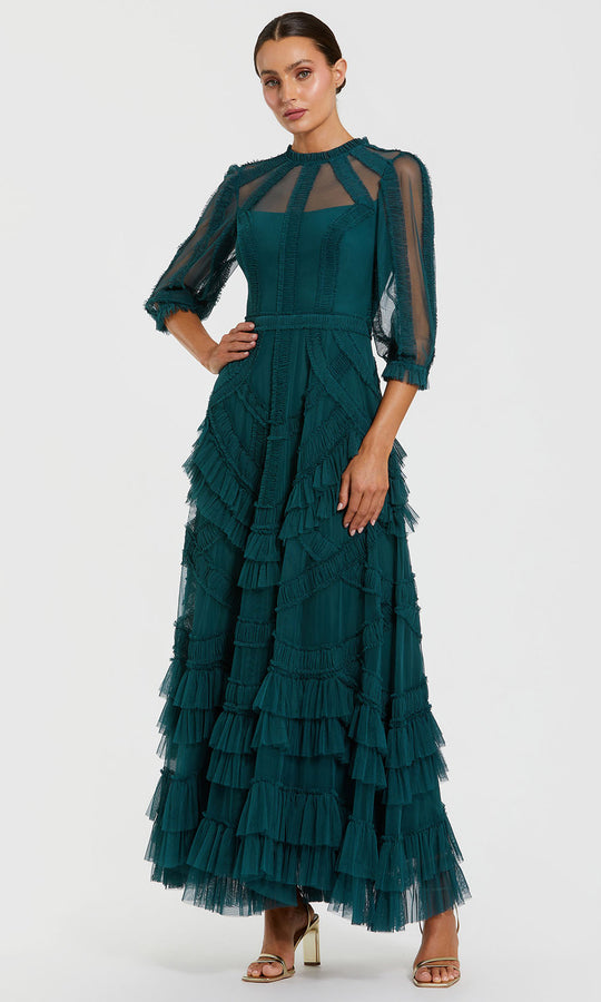 Mac Duggal 8251 - High Neck Ruffle A-Line Evening Gown