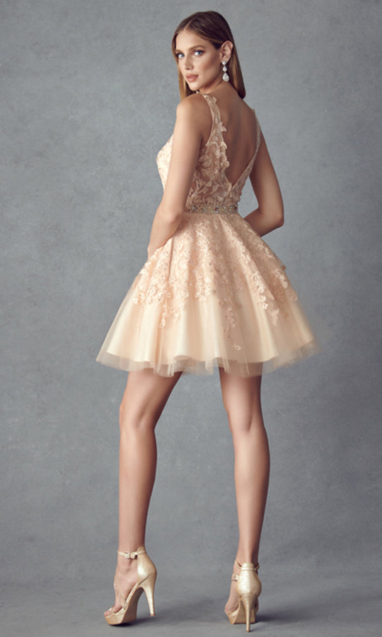 Juliet Dresses 826 - Beaded Halter Short A-line Dress