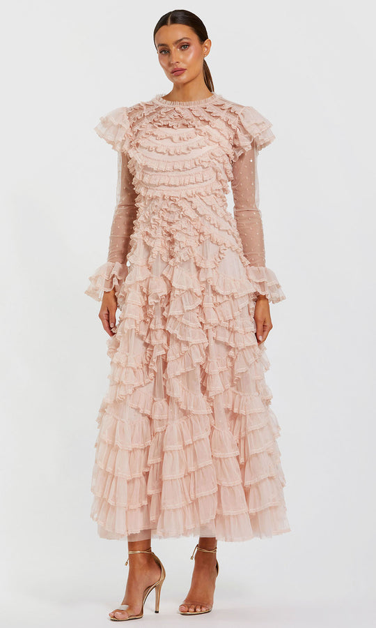 Mac Duggal 8274 - Tiered Ruffle Long Sleeve Evening Dress