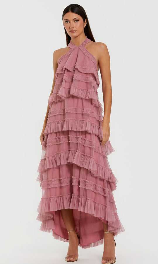 Mac Duggal 8276 - Halter Tiered High-Low Evening Dress