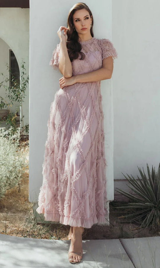 Mac Duggal 8278 - Crisscross Ruffle Mesh A-line Dress